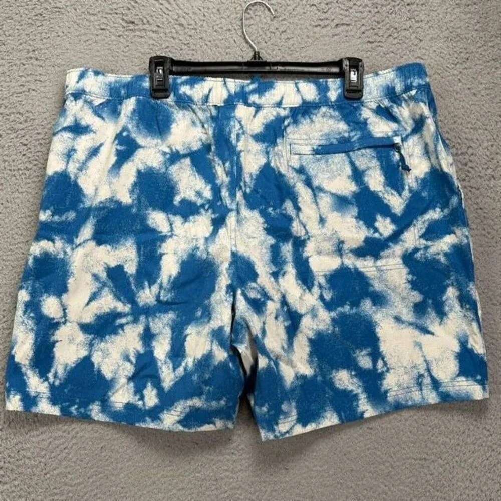 The Noth Face Swim Trunks Adult 2XL Blue Tie Dye Board Shorts Drawstring Men NEW